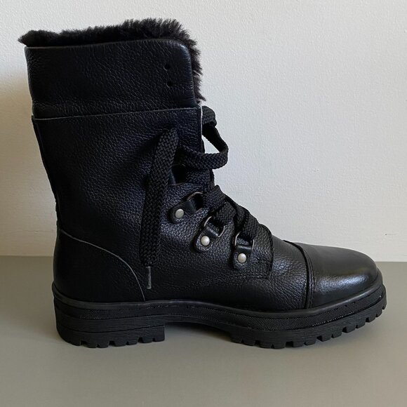 Women's Black Fur-Lined Ankle Boots - Picture 8 of 16